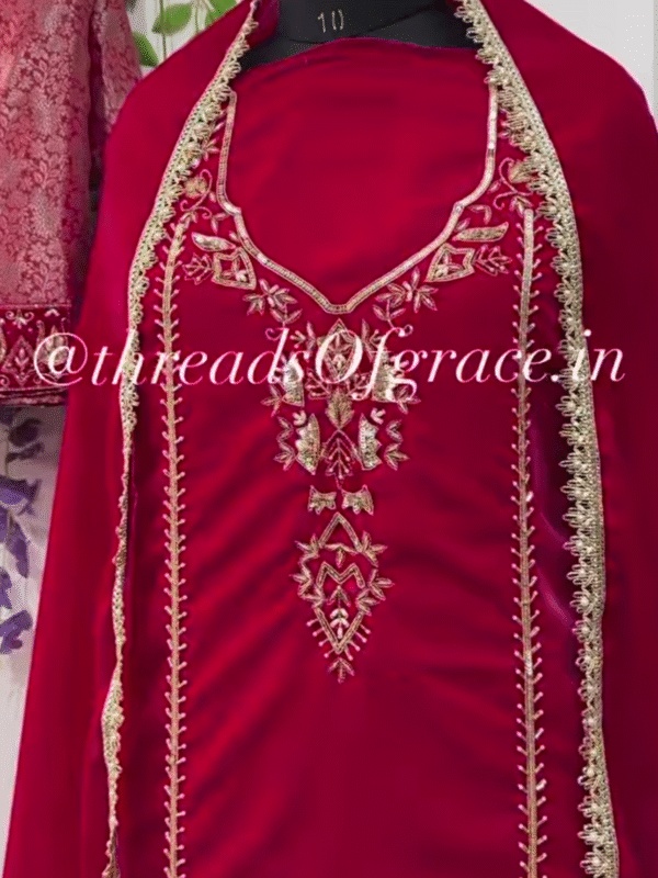Raspbery Pink Ethnic Suit With Brocade Salwar